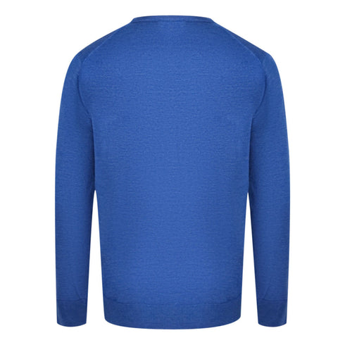 Aquascutum Check A Logo Blue V Neck Jumper